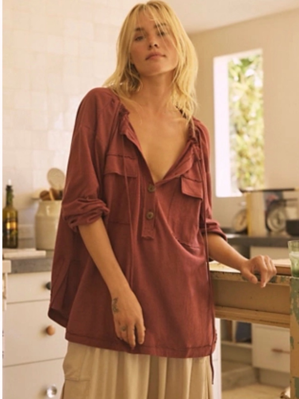 Free People Beach Near and Far Tunic in Cinnamon Brown